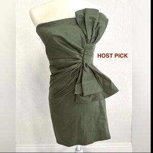 Strapless Olive Green Cocktail Dress